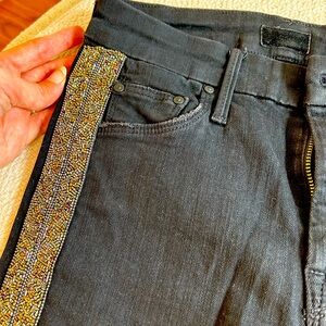 Mother black denim with side detail